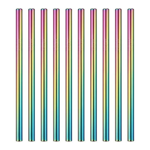 REGALWOVEN 10 Pcs Reusable Straws, Stainless Steel Straws, Long Drinking Straws for 40 oz Tumbler, Dishwasher Straws Iridescent