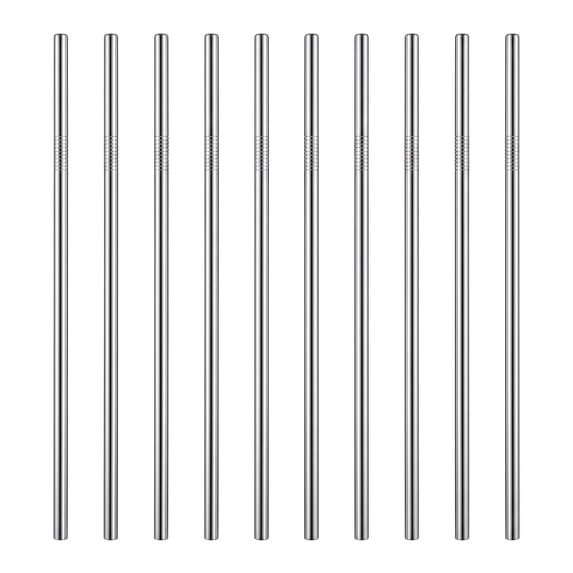 REGALWOVEN 10 Pcs Reusable Straws, Stainless Steel Straws, Long Drinking Straws for 40 oz Tumbler, Dishwasher Straws Silver A