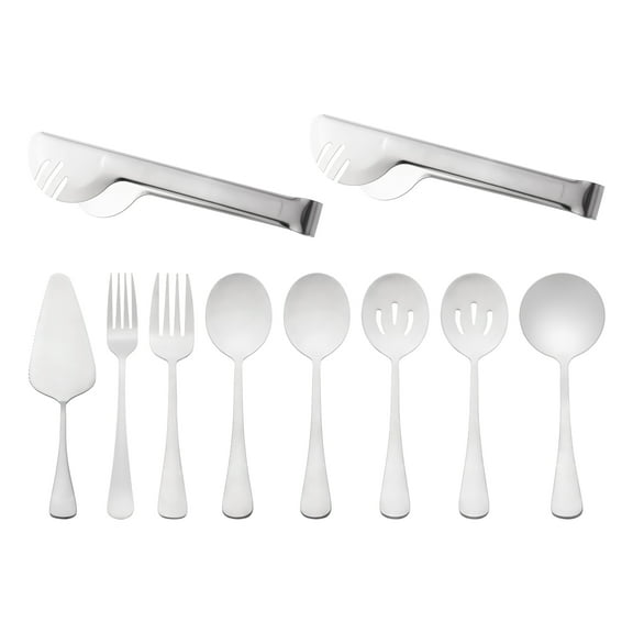 REGALWOVEN 10 Piece Silverware Set, Stainless Steel Flatware with Spoons, Mirror Polished Cutlery Set, Serving Utensils Set for Tableware Silver 10