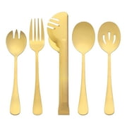 REGALWOVEN 10 Pieces Silverware Set, Stainless Steel Flatware Cutlery Set with Spoons and Forks Set, Serving Utensils Set for Kitchen Gold 10