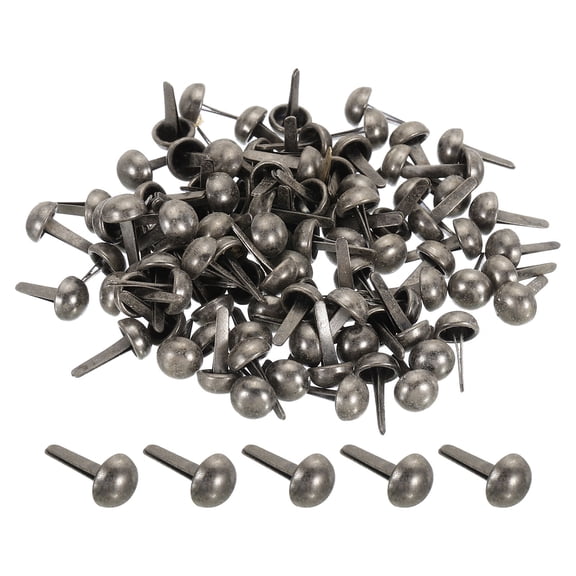 REGALWOVEN 100Pcs Mini Brads Paper Fasteners, Round Brads Fastener for DIY Crafting Projects Scrapbooking Dark Grey 6x12mm