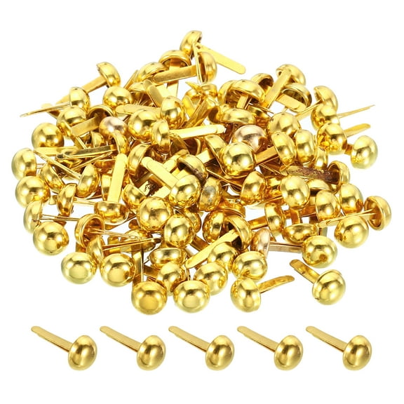 REGALWOVEN 100Pcs Mini Brads Paper Fasteners, Round Brads Fastener for DIY Crafting Projects Scrapbooking Gold Tone 6x12mm