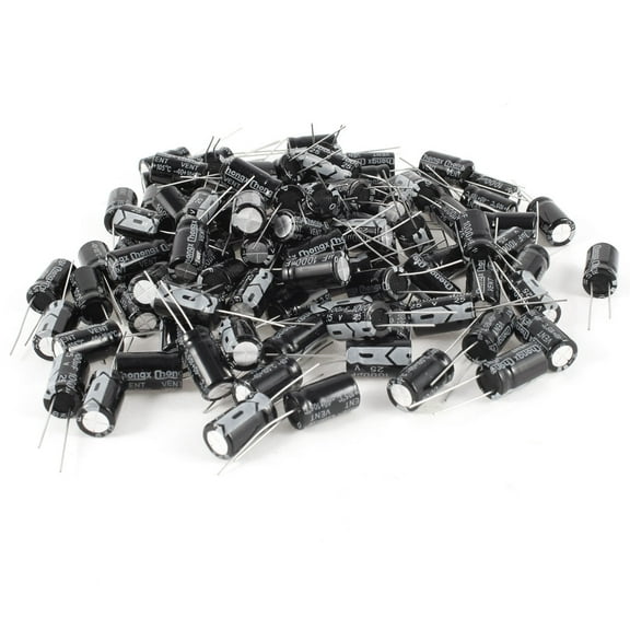 100Pcs 1000uF 25V Radial Electrolytic Capacitors Black 10x17mm