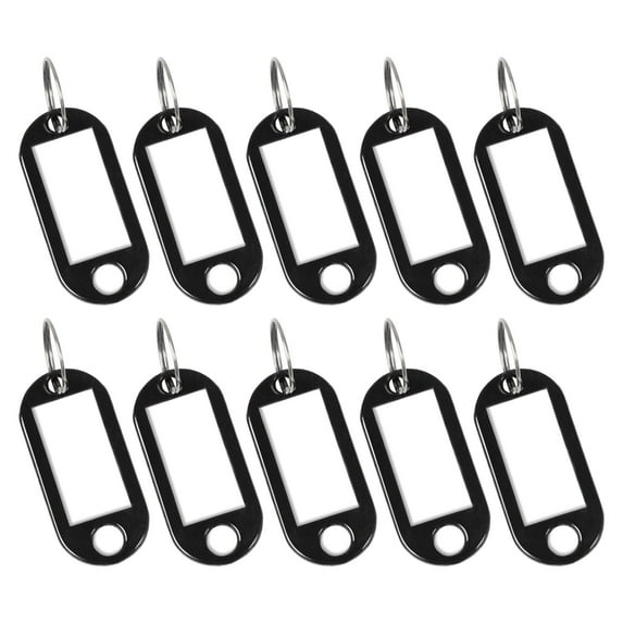 REGALWOVEN 10pcs ID Tags Name Card Labels Keyring Keychain Black Keychain