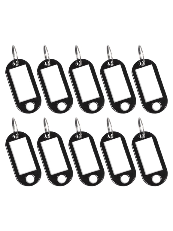 10pcs ID Tags Name Card Labels Keyring Keychain Black Keychain