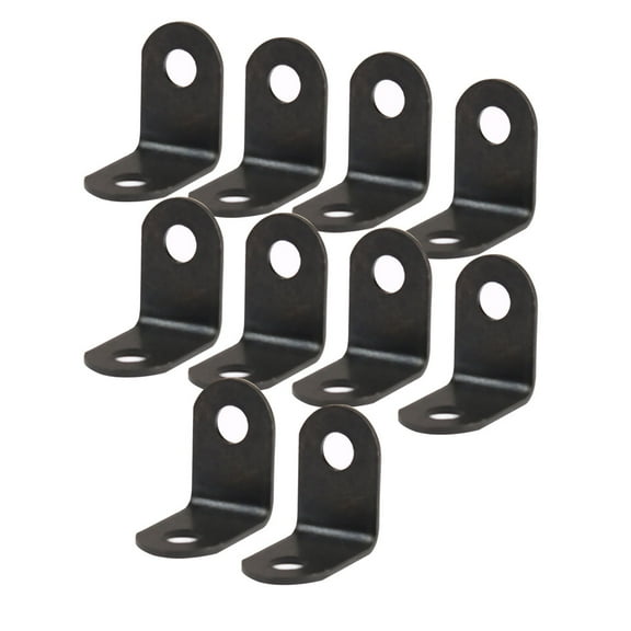 REGALWOVEN 12 x 12mm Angle Bracket Metal Black L Shaped Angle Brackets Corner Braces Support with Screws, 10Pcs