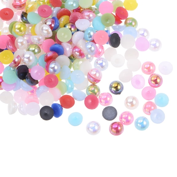 REGALWOVEN 1200pcs ABS Half Pearl Beads, 5mm Resin Flat Back Pearls for DIY Crafts