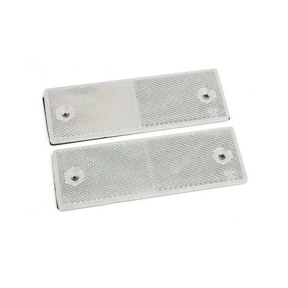 REGALWOVEN 145mm x 45mm White Plastic Self-adhesoive Rectangle Trailer Car Reflector 2PCS