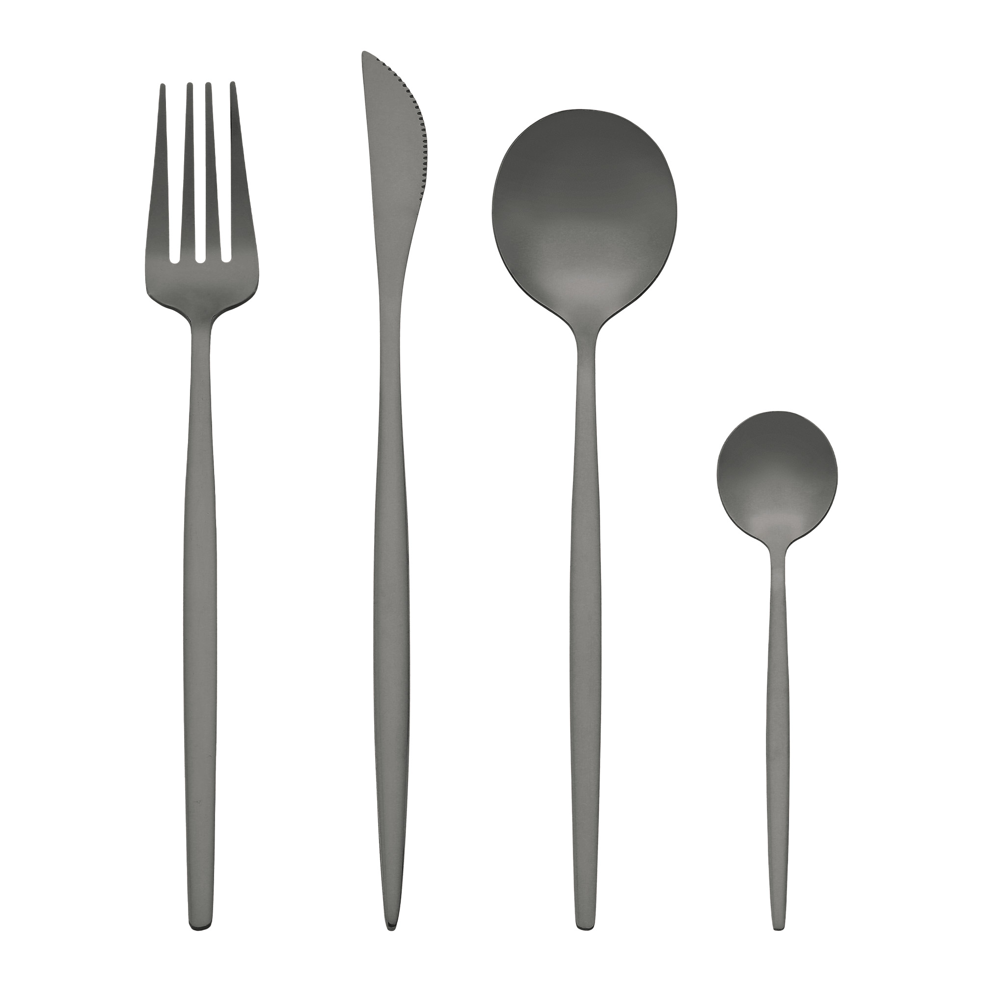 REGALWOVEN 16 Piece Silverware Set, Stainless Steel Flatware, Mirror Polished Cutlery Set, Serving Utensils Set for Dining Eating Black 16