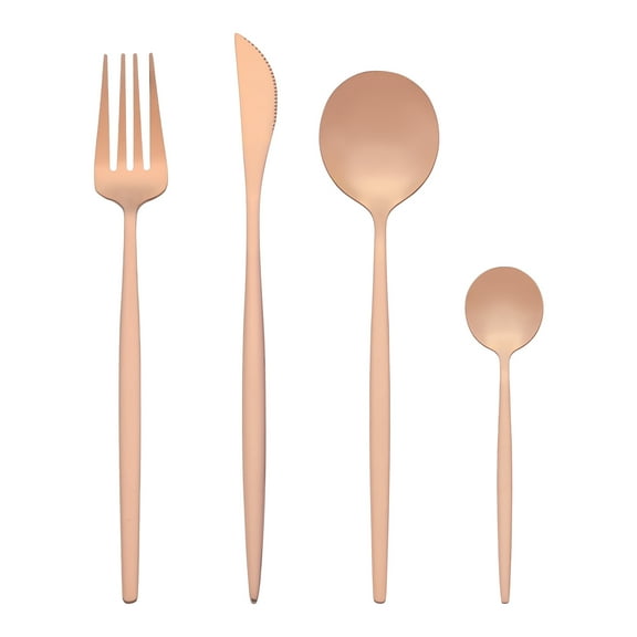 REGALWOVEN 16 Piece Silverware Set, Stainless Steel Flatware, Mirror Polished Cutlery Set, Serving Utensils Set for Dining Eating Rose Gold 16