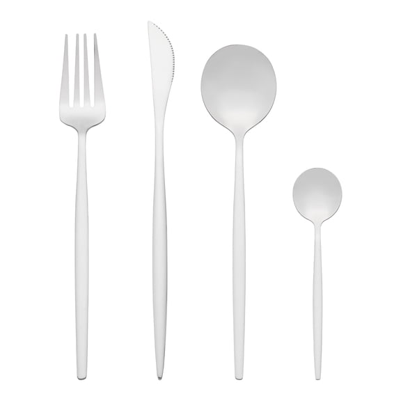 REGALWOVEN 16 Piece Silverware Set, Stainless Steel Flatware, Mirror Polished Cutlery Set, Serving Utensils Set for Dining Eating Silver 16
