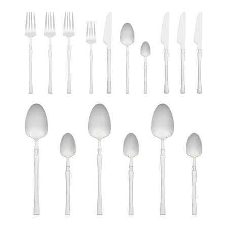 REGALWOVEN 16 Piece Silverware Set, Stainless Steel Flatware Set for 4, Elegant Mirror Polished Cutlery Silver 16