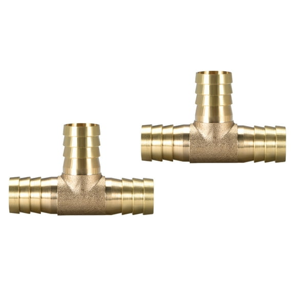 REGALWOVEN 16mm or 5/8" ID Brass Barb Splicer Fitting,T-Shaped 3Way,Barb Hose Fitting,2Pcs