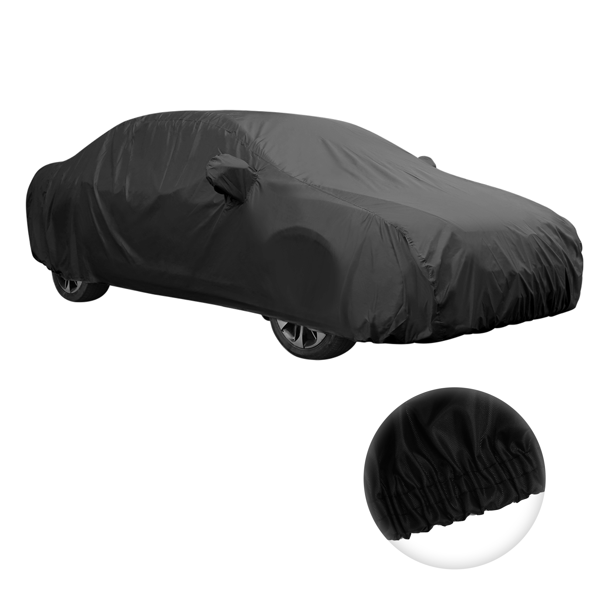REGALWOVEN 1PC Car Cover Size 3L Polyester Black Against UV Waterproof