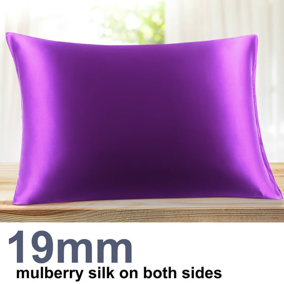 REGALWOVEN 1Pc 19 Momme Silk Pillow Cover with Envelope Closure Purple Queen(20"x30")