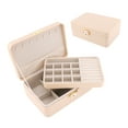 thumbnail image 1 of REGALWOVEN 2 Layer Jewelry Box for Women Girls Birthday Gifts, PU Leather Jewelry Organizer Case Storage Display Holder with Drawer Beige 9*6*3.5in, 1 of 7