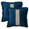 thumbnail image 1 of REGALWOVEN 2 Pack Boho Throw Pillow Covers Cushion Cases, Scalloped Wavy Edge Designs, Match for Home Decor Navy Blue 18" x 18", 1 of 6