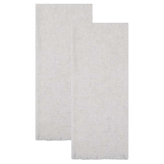 REGALWOVEN 2 Pack Cotton Linen Kitchen Towels, Solid Color Fringed Dish Towels, Soft Absorbent Hand Towels Apricot 18" x 18"