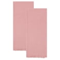 thumbnail image 1 of REGALWOVEN 2 Pack Cotton Linen Kitchen Towels, Solid Color Fringed Dish Towels, Soft Absorbent Hand Towels Pink 18" x 18", 1 of 7