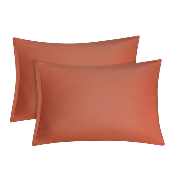 PiccoCasa 2 Pcs Microfiber Pillowcases, Orange Zipper Closure