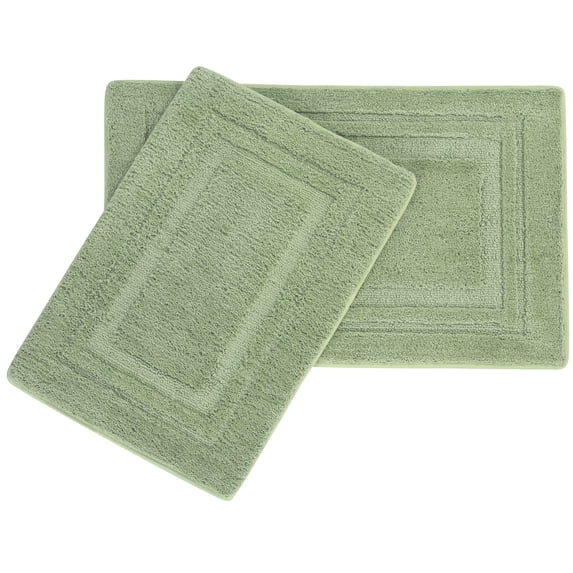 REGALWOVEN 2 Pack Non-Slip Bath Rug Set for Home, 32"x20"+24"x16" Green
