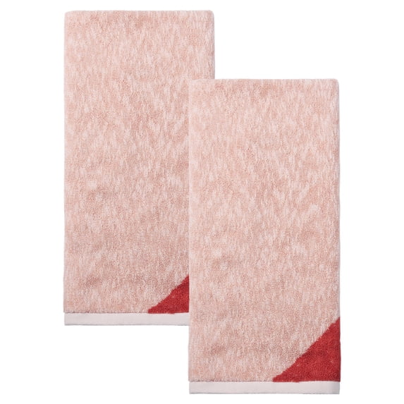 REGALWOVEN 2 Pack Pure Cotton Hand Towels, Soft Absorbent Towels for Bathroom & Home, Block Decorative Towel Set for Daily Use and Holiday Orange 29" x 13"