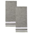 thumbnail image 1 of REGALWOVEN 2 Pack Pure Cotton Hand Towels with Textured Stripe Border, Soft Absorbent Quick Drying Decorative Towel Set for Bathroom Grey 29" x 13", 1 of 7