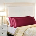 thumbnail image 1 of REGALWOVEN 2 Pack Satin Body Pillowcases , Luxury Silky Pillow Cover Smooth Long Satin Pillow Cases with Zipper Closure Burgundy Jumbo, 1 of 8