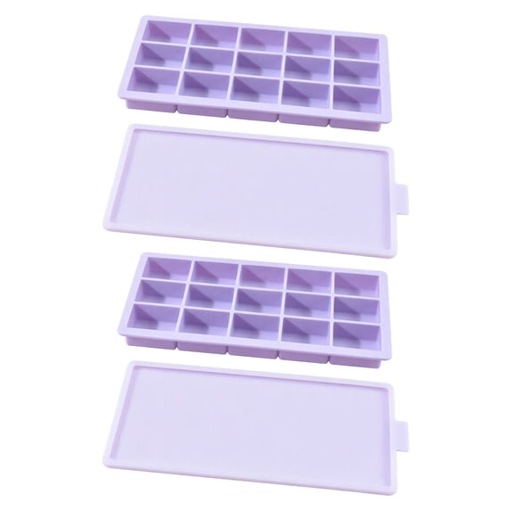 REGALWOVEN 2-Pack Silicone Ice Cube Tray with Lid, Easy Release Freezer ...