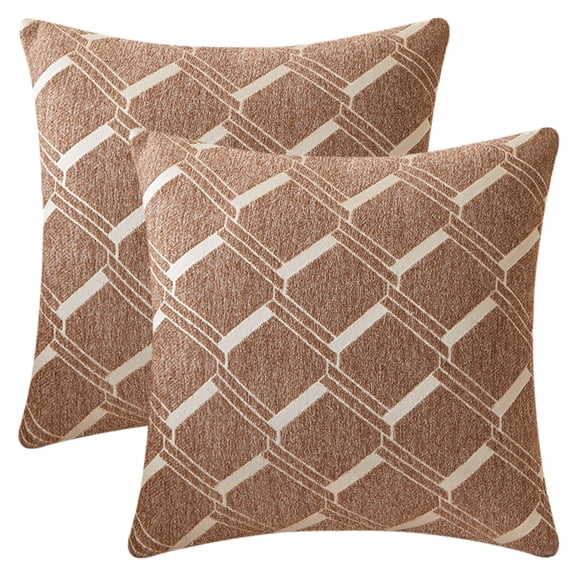 REGALWOVEN 2 Packs Geometric Decorative Throw Pillow Cover Modern Cushion Cases Gifts for Home Decoration Brown 22" x 22"