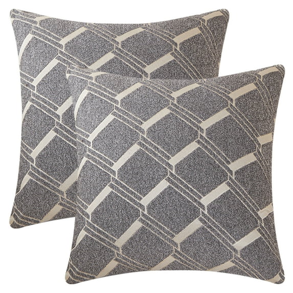 REGALWOVEN 2 Packs Geometric Decorative Throw Pillow Cover Modern Cushion Cases Gifts for Home Decoration Grey 18" x 18"