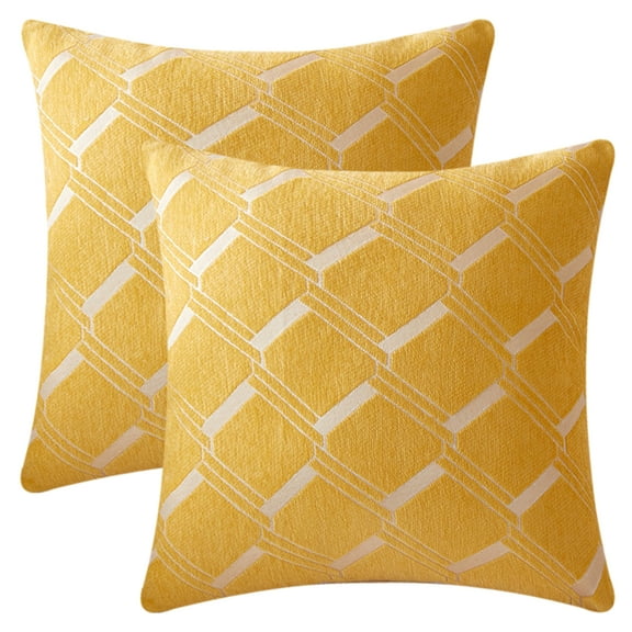 REGALWOVEN 2 Packs Geometric Decorative Throw Pillow Cover Modern Cushion Cases Gifts for Home Decoration Yellow 18" x 18"