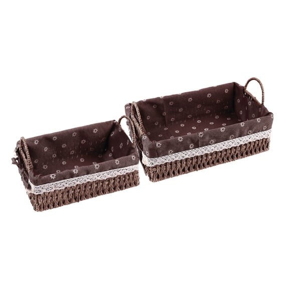 REGALWOVEN 2 Packs Wicker Basket, Basket for Organizing, Storage Basket with Handles, Storage Cube for Bedroom, Shelves Coffee 10.2*7.1*3.5in/11.8*8.3*3.7in