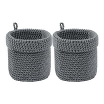 REGALWOVEN 2 Packs Woven Storage Basket, Round Storage Bin for Key Tray Bowl for Entryway Desk, Catchall Home Decor Gray 5.1*5.5in