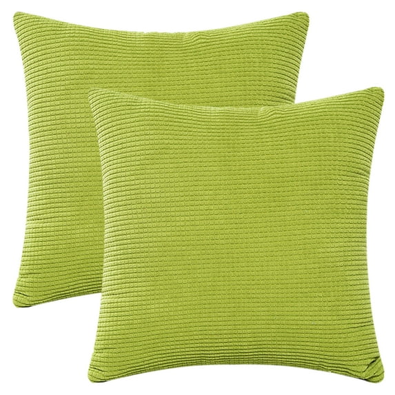 REGALWOVEN 2 Pcs Corduroy Classical Modern Soft Solid Pillow Covers for Couch Sofa Home Bedroom Green 18" x 18"