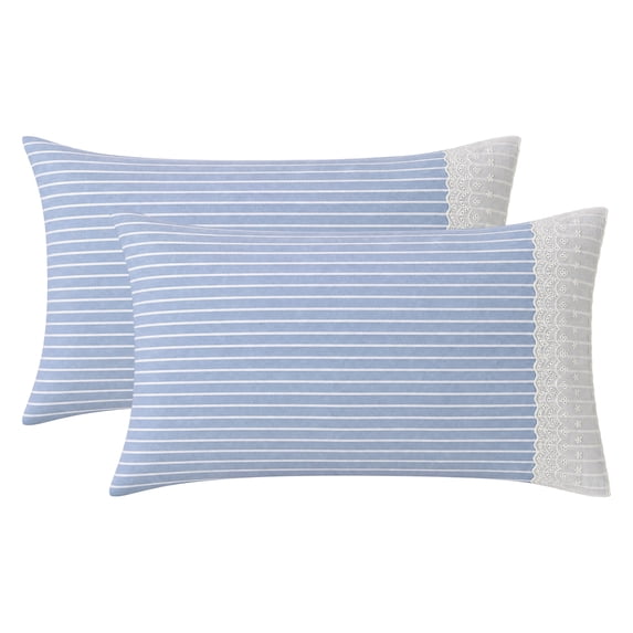 REGALWOVEN 2 Pcs Cotton Pillowcase, Smooth Cooling Pillow Cases Envelope Closure, Wrinkle Resistant Durable Bedding Pillowcases Color E Queen