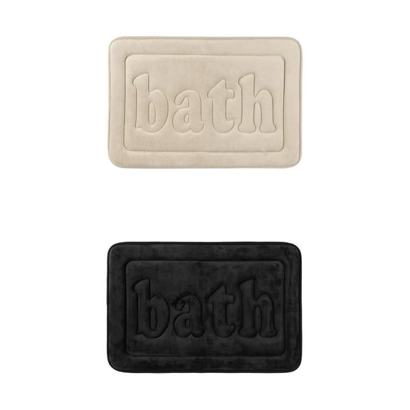 NOMADIC NOOK 2 Pcs Memory Foam Bathroom Rugs, Non Skid Bottom Soft Bath Mat Water Absorbent Quick Dry Bath Carpet Rug Black/Khaki 16' x 24'
