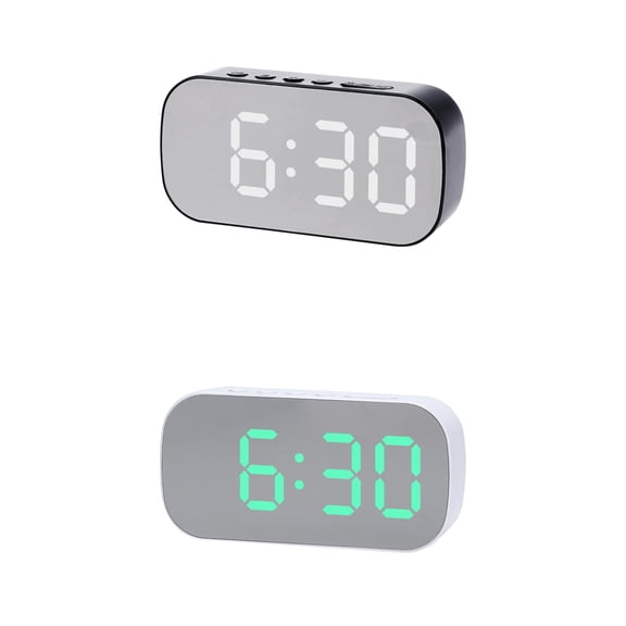NOMADIC NOOK 2 Pcs Oval Digital Alarm Clock Bedroom Big Numbers Adjustable Dimmable Snooze, 12/24H 5.1 x 2.6 x 1.4 inch Black White Black White/White Green