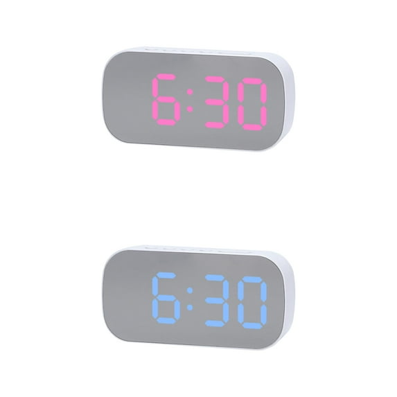 NOMADIC NOOK 2 Pcs Oval Digital Alarm Clock Bedroom Big Numbers Adjustable Dimmable Snooze, 12/24H 5.1 x 2.6 x 1.4 inch Black White White Blue/White Pink
