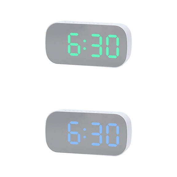 NOMADIC NOOK 2 Pcs Oval Digital Alarm Clock Bedroom Big Numbers Adjustable Dimmable Snooze, 12/24H 5.1 x 2.6 x 1.4 inch Black White White Green/White Blue