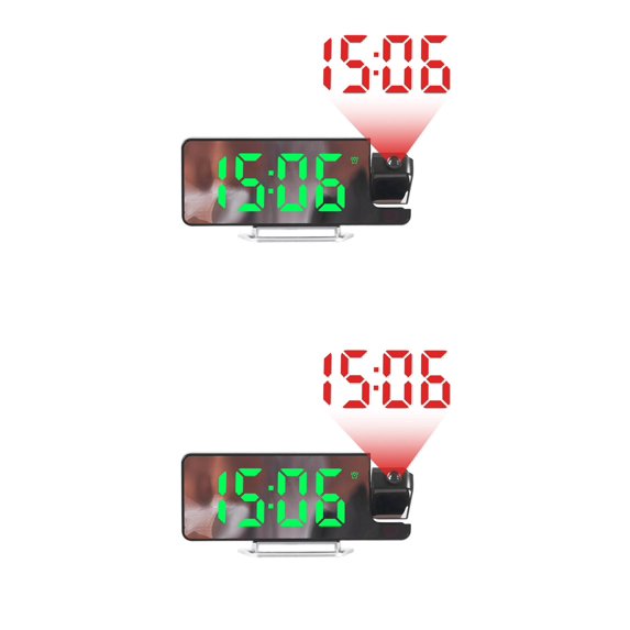 NOMADIC NOOK 2 Pcs Projection Alarm Clocks with Big Numbers Temperature Display, Dimmable, 12/24H for Deep Sleepers, Easy to Use 7.5 x 2.8 x 1 inch White Green