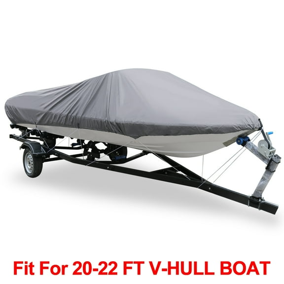 REGALWOVEN 20-22ft V-Hull 210D Boat Cover Waterproof Trailerable Gray
