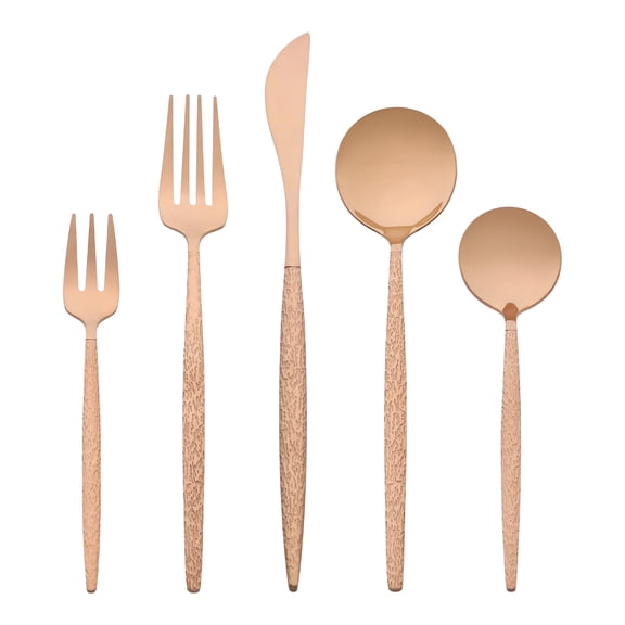 REGALWOVEN 20 Pcs Silverware Set, Stainless Steel Flatware with Knife, Spoons and Forks Set, Mirror Polished Cutlery Set, Serving Utensils Set Rose Gold 20