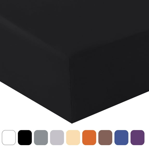 REGALWOVEN 200TC Cotton Fitted Sheet 15" Drop Pocket, Black King