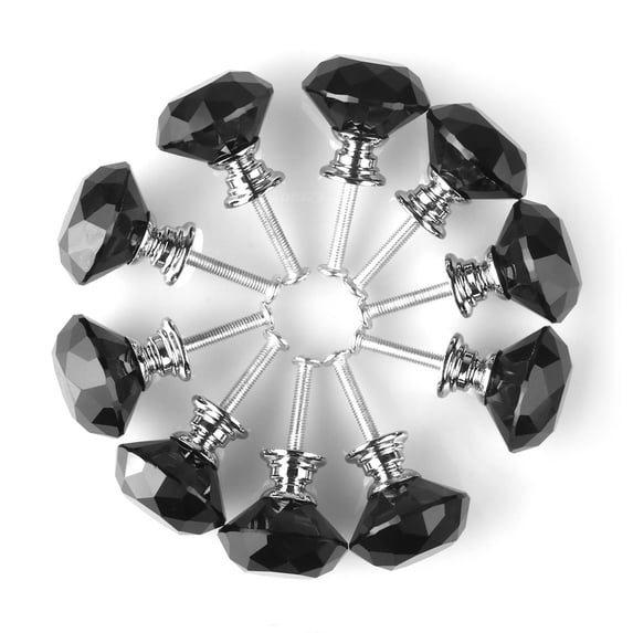Uxcell 20Pcs 30mm Diamond Crystal Cabinet Drawer Door Knobs Accessories,Black