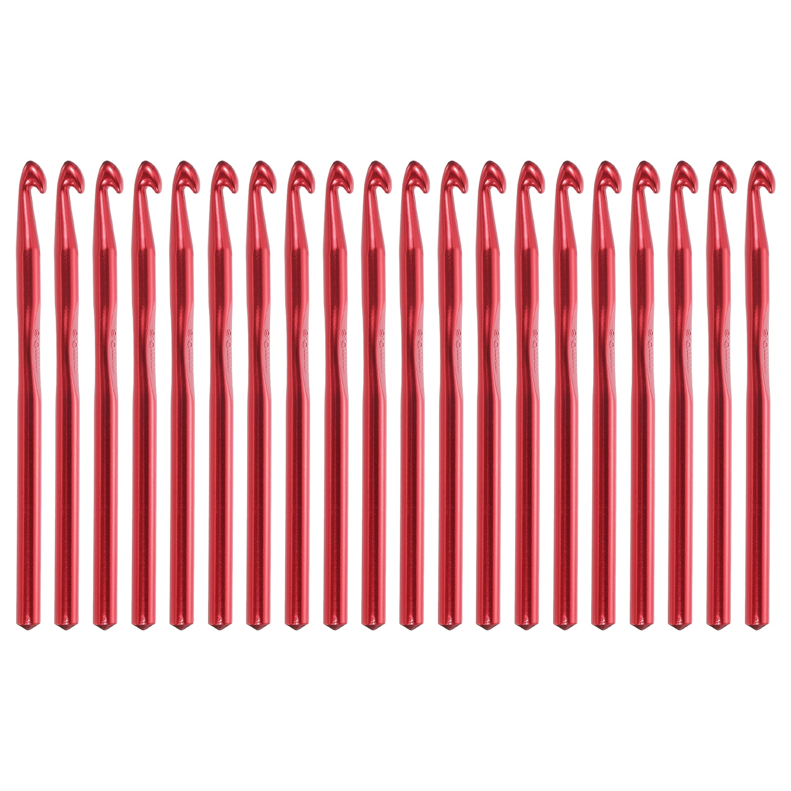 REGALWOVEN 20Pcs Aluminum Crochet Hook 8mm Knitting Needles for DIY Craft Yarn Red