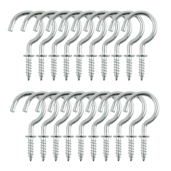 REGALWOVEN 20Pcs Cup Ceiling Hooks 1 inch Chrome Plating Screw-in Ceiling Wall Thread Hooks Great for Indoor Outdoor Plants
