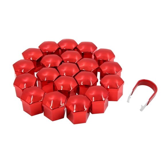 REGALWOVEN 20pcs Red 21mm/0.83" Car Wheel Lug Nut Cap Tyre Hub Screw Bolt Dust Cover Protector
