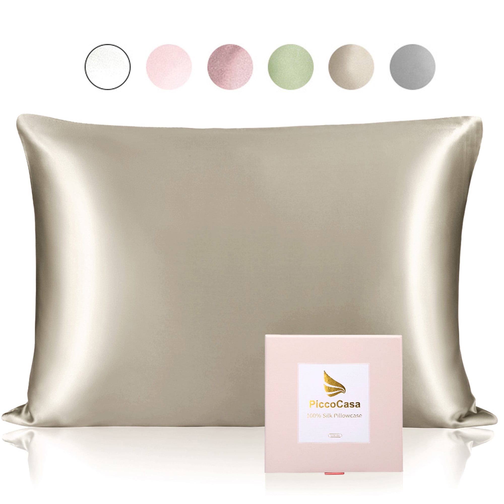REGALWOVEN 25 Momme Silk Pillowcase Standard Silk Pillow Cover, Taupe, 20"x26"