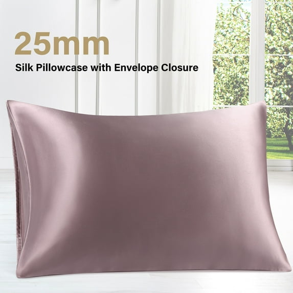 REGALWOVEN 25 Momme Silk Pillowcase with Envelope Closure for Bedroom, Mauve King(20"x36")